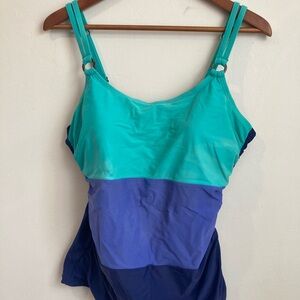 Croft&Barrow Colorblock Swimsuit with Strappy Shoulders